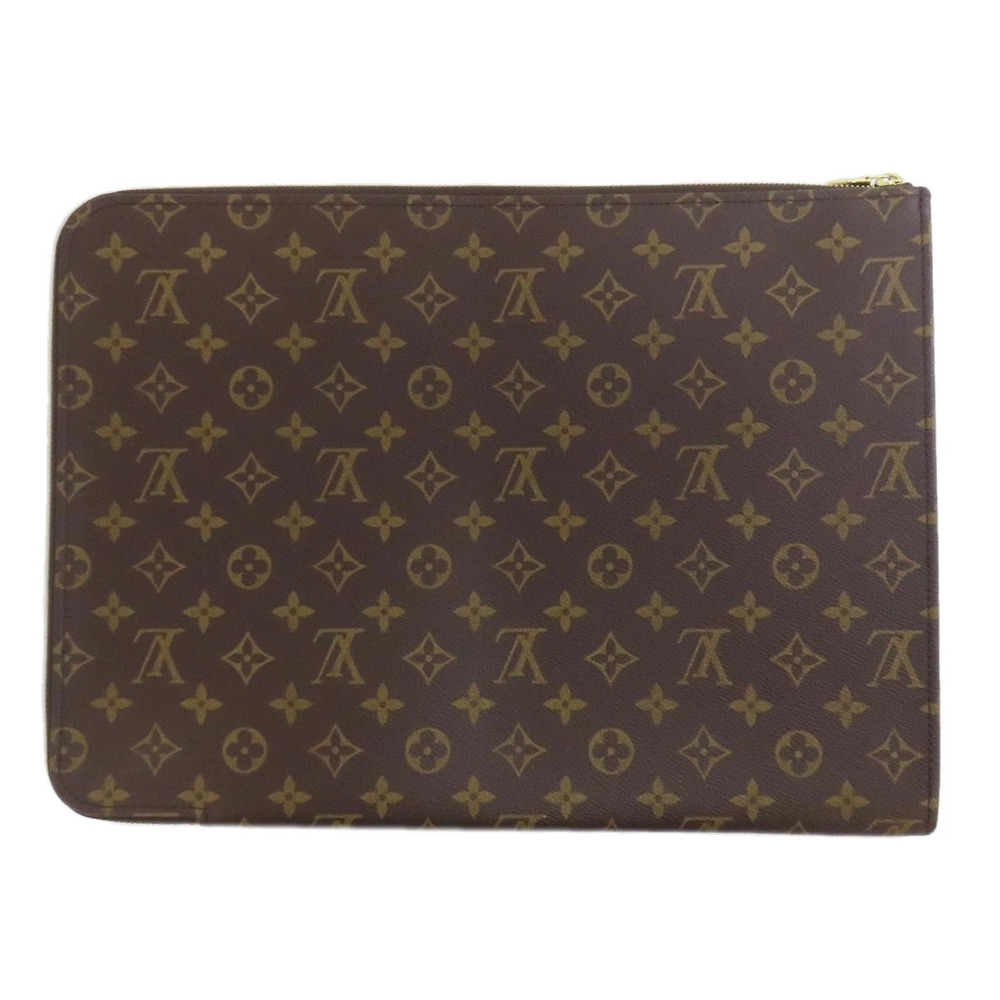 Louis Vuitton Poche Pochette Documents Clutch Bag Monogram Canvas Brown